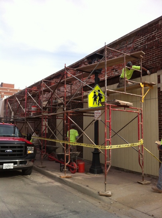 Oak park IL.  masonry wall section repair, stone coping and tuck pointing.